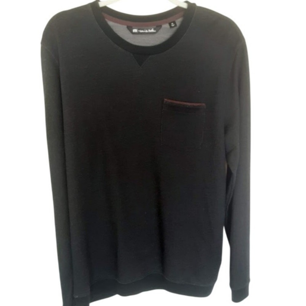 TravisMathew Men's Black Crewneck Sweatshirt Pullover Long Sleeve Pima Size M